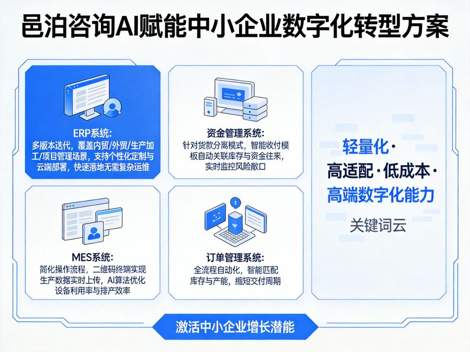 邑泊咨詢 定制化專屬云ERP數據庫系統，貼合企業架構的深度數據賦能